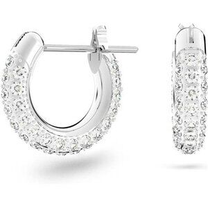 Crystal mini hoop earrings white pavé sparkle rhodium plated small hoops